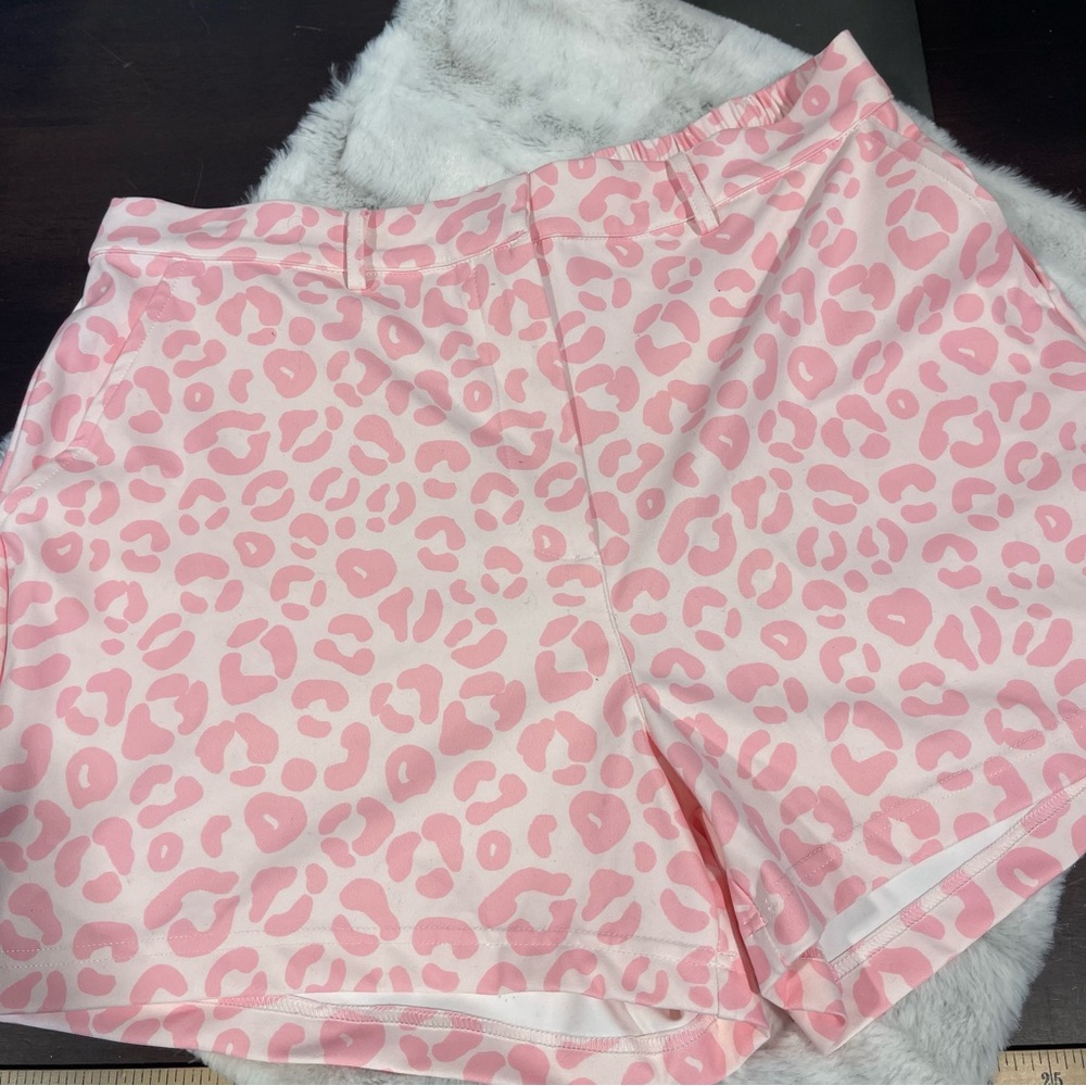 Salty wave Pink Leopard Print Women's Shorts XL